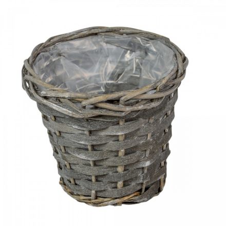 Hasított fa kaspó szürke béltlt 17cm x 15cm