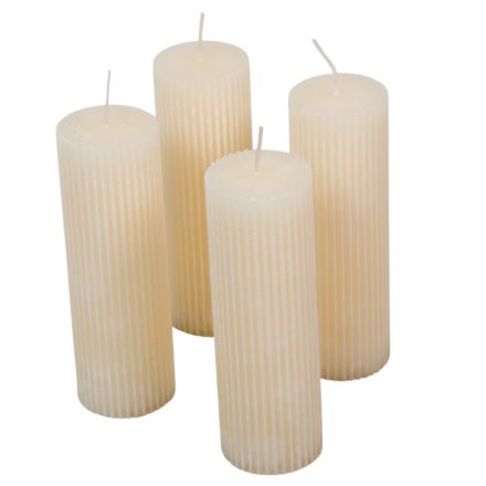 Kontúrozott bordás henger gyertya 50x150mm ivory 4db/csom (db ár)