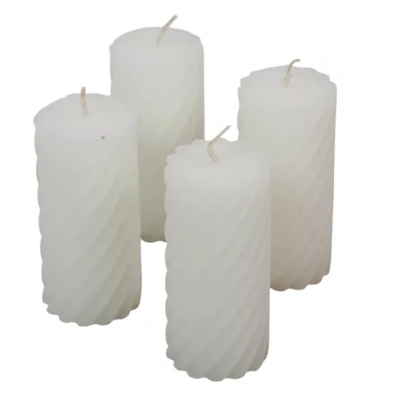 Kontúrozott csavart henger gyertya 55x100mm fehér 4db/csom (db ár)