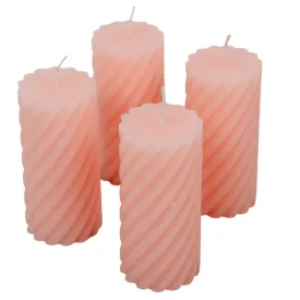   Kontúrozott csavart henger gyertya 55x100mm púder 4db/csom (db ár)