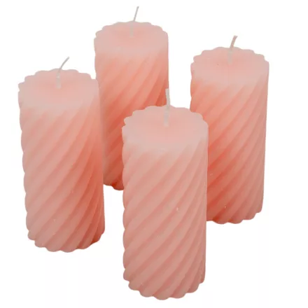 Kontúrozott csavart henger gyertya 55x100mm púder 4db/csom (db ár)