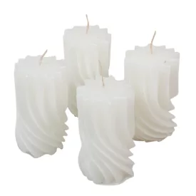   Kontúrozott hullámos henger gyertya 55x95mm fehér 4db/csom (db ár)