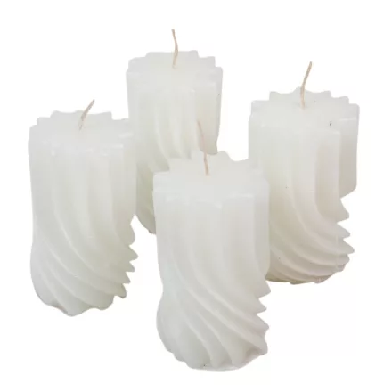 Kontúrozott hullámos henger gyertya 55x95mm fehér 4db/csom (db ár)