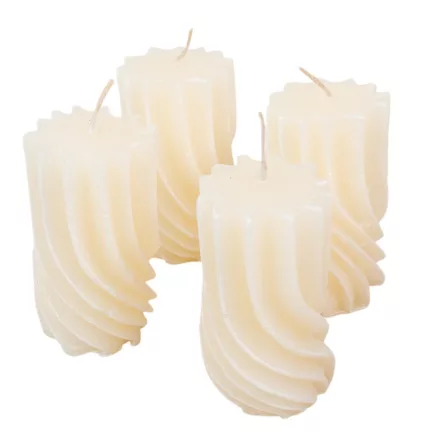 Kontúrozott hullámos henger gyertya 55x95mm ivory 4db/csom (db ár)