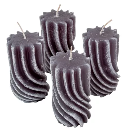Kontúrozott hullámos henger gyertya 55x95mm szürke 4db/csom (db ár)