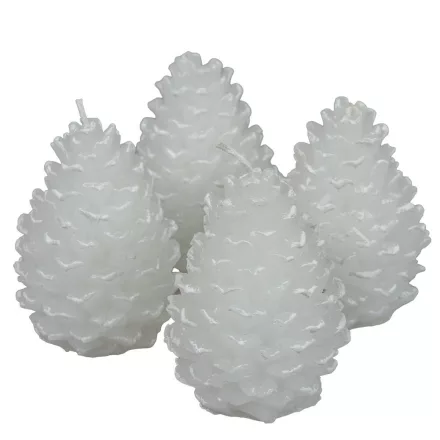 Kontúrozott toboz gyertya nagy 70x95mm fehér 4 darabos csomagban rendelhető | darab ár!