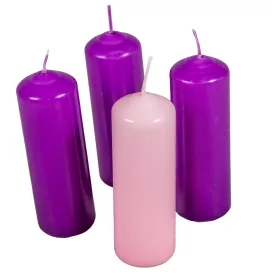   Mártott henger gyertya 40x120 mm lila-rózsaszín 4db/csom (db ár)