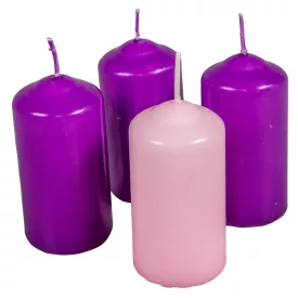   Mártott henger gyertya 40x80 mm lila-rózsaszín 4db/csom (db ár)