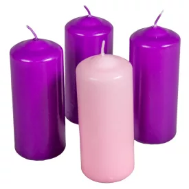   Mártott henger gyertya 50x120 mm lila-rózsaszín 4db/csom (db ár)