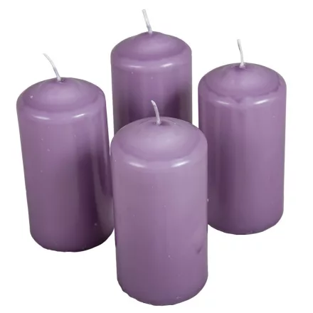 Mártott henger gyertya 60x120mm halvány lila 4db/csom (db ár)