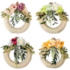 Szizálos szalma koszorú selyem és szárazvirág díszitéssel 22cm