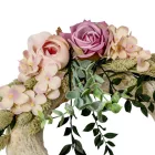 Szizálos szalma koszorú selyem és szárazvirág díszitéssel 22cm