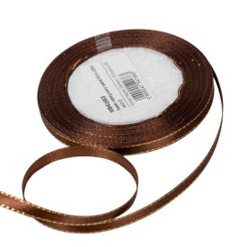 Szatén szalag barna arany széllel 6mmx25m Szatén szalag barna arany széllel 6mmx25m