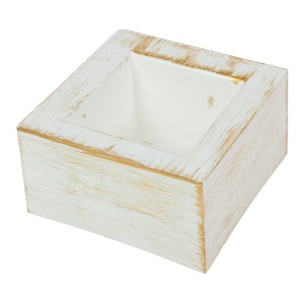 Műanyag antikolt négyzet forma fehér 8,5cm x 15cm x 15cm