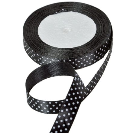 Textil szalag pöttyös fekete 15mm x 22m