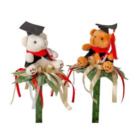 Ballagási csokor kalapos nagy macival 40cm