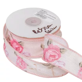 Textil szalag rózsás rózsaszín 3,8cmx10yard