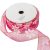 Aranyszélű drótos organza szalag virág mintás sötét rózsaszín 3,8cmx10yard