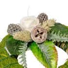 Szizálos széna koszorú szárazvirág díszítéssel zöld 12cm