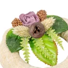 Szizálos széna koszorú szárazvirág díszítéssel fehér 12cm