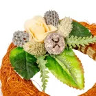 Szizálos széna koszorú szárazvirág díszítéssel barna 12cm