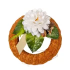 Szizálos széna koszorú szárazvirág díszítéssel barna 15cm 