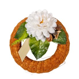 Szizálos széna koszorú szárazvirág díszítéssel barna 15cm    Szizálos széna koszorú szárazvirág díszítéssel barna 15cm