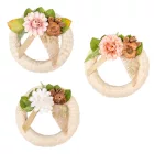 Szizálos széna koszorú selyem és szárazvirággal fehér 20cm