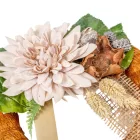 Szizálos széna koszorú selyem és szárazvirággal barna 20cm