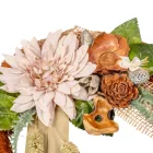 Szizálos széna koszorú selyem ésszárazvirág dízítéssel barna 25cm