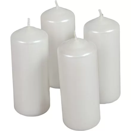 Metál henger gyertya 40x100mm fehér 4db/csom (db ár)