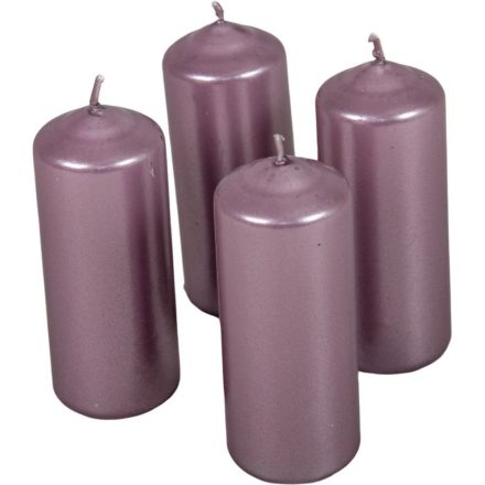 Metál henger gyertya 40x100mm halvány lila 4db/csom (db ár)