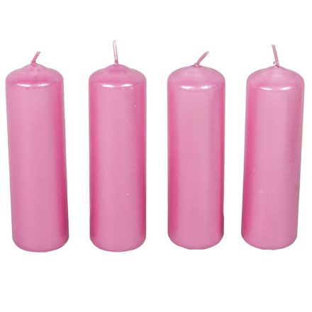Metál henger gyertya 40x140mm rózsaszín 4db/csom (db ár)
