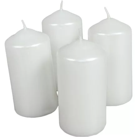 Metál henger gyertya 40x80mm fehér (db ár) 4db/csom