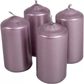   Metál henger gyertya 40x80mm halvány lila 4db/csom (db ár)