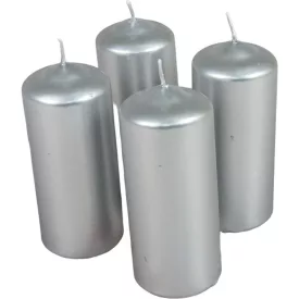 Metál henger gyertya 50x120 mm ezüst 4db/csom (db ár)