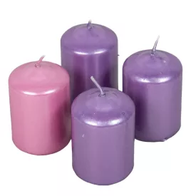   Metál henger gyertya 50x75mm lila3 rózsaszín1 4db/csom (db ár)
