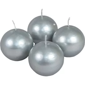 Metál gömb gyertya 60mm ezüst 4db/csom (db ár)