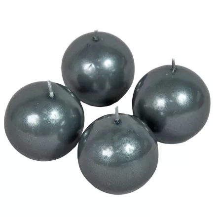 Metál gömb gyertya 60mm szürke 4db/csom (db ár)