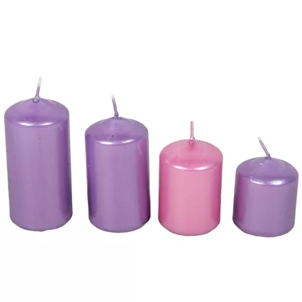 Metál 50mm-es lépcsős gyertya lila3 rózsaszín1 (csom ár)