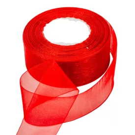 Organza szalag 08 piros 4cmx45.5cm