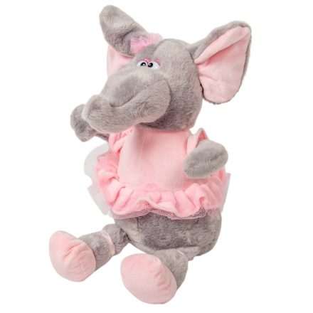 Plüss elefánt rózsaszín ruhában 30cm
