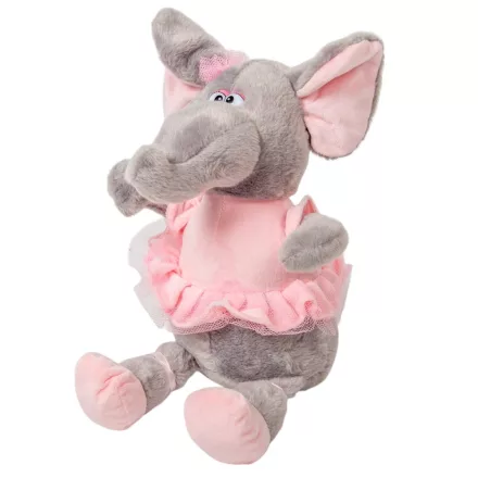 Plüss elefánt rózsaszín ruhában 30cm