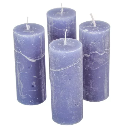 Rusztikus henger gyertya 40x100mm acélkék négyesével rendelhető