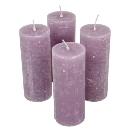 Rusztikus henger gyertya 40x100mm levendula 4 darabos csomagban rendelhető | darab ár!