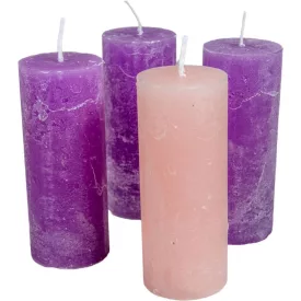   Rusztikus henger gyertya 40x100mm lila-rózsaszín 4db/csom (db ár)