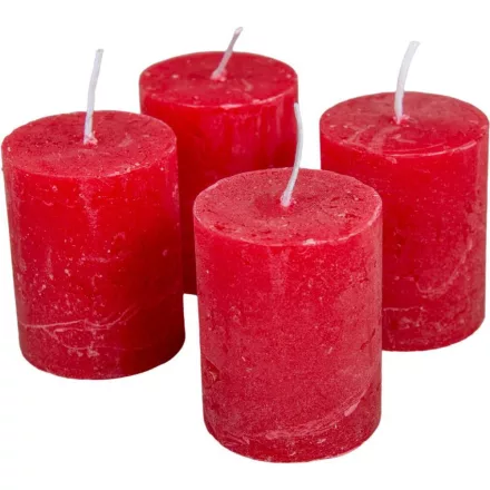 Rusztikus henger gyertya 40x50mm piros 4db/csom (db ár)