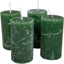  Rusztikus henger gyertya 40x75mm mohazöld 4 darabos csomagban rendelhető | darab ár!