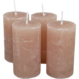  Rusztikus henger gyertya 40x75mm sötét bézs 4db/csom (db ár)