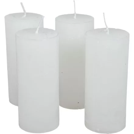 Rusztikus henger gyertya 50x120mm fehér 4 darabos csomagban rendelhető | darab ár!